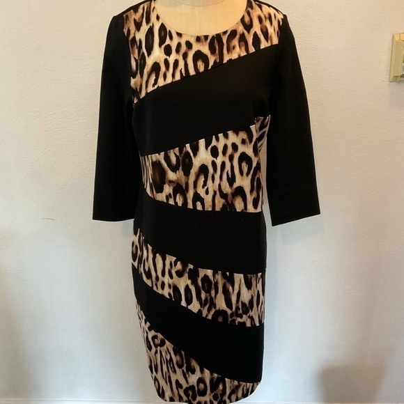CHICO’S Spliced Animal Jordan Dress Sz 0.5 (6) - Picture 1 of 5